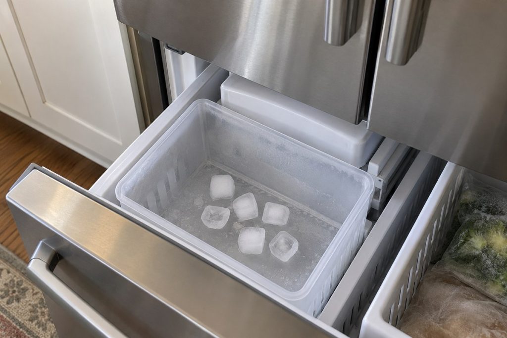 Few normal and hollow undersized cubes in the freezer ice bin