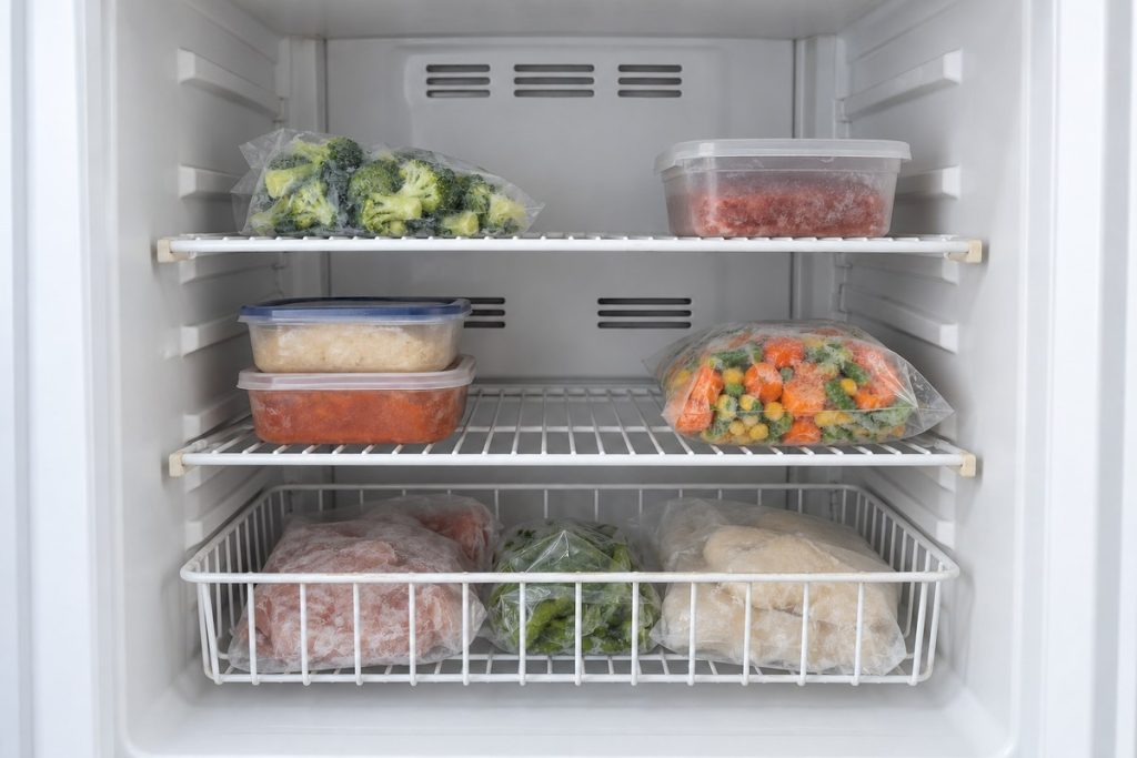 Frozen food spaced around clear rear air outlets